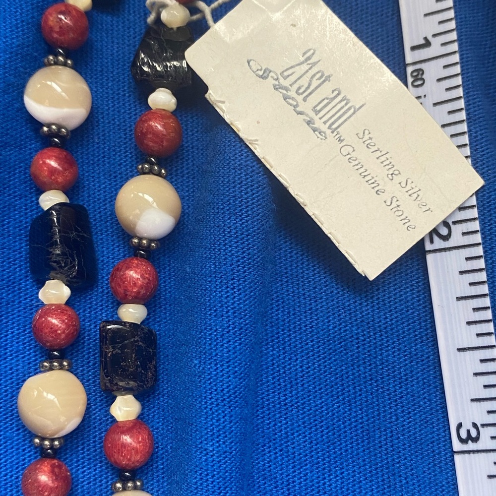 21st and Stone Beaded Necklace – Sterling Silver Clasp, Genuine Stone Beads - Picture 5 of 5
